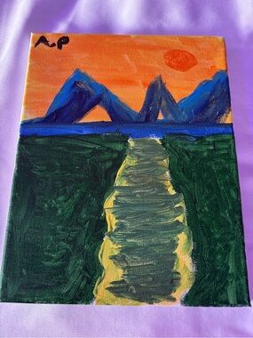 Original Hand Painted Mountain Landscape Canvas Art